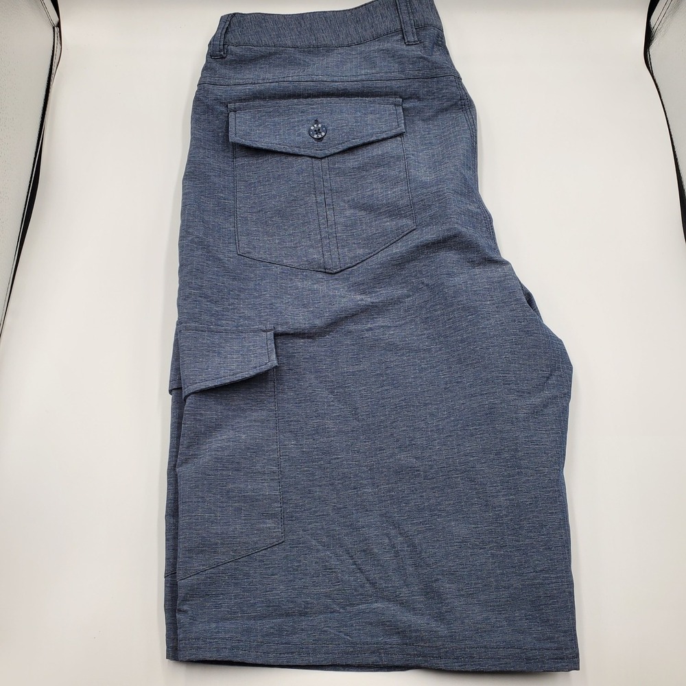BKE Hybrid StandardFit Cargo Shorts Mens 34W Heather Blue Quick Dry Tech Utility